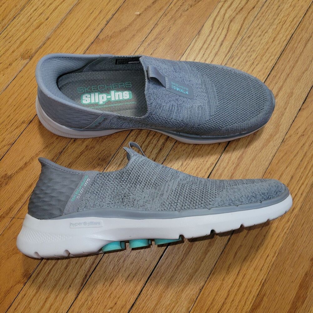 Grey Womens Skechers Go Walk Hyper Pillars Slip On Walking Shoes Sneakers Sz 10